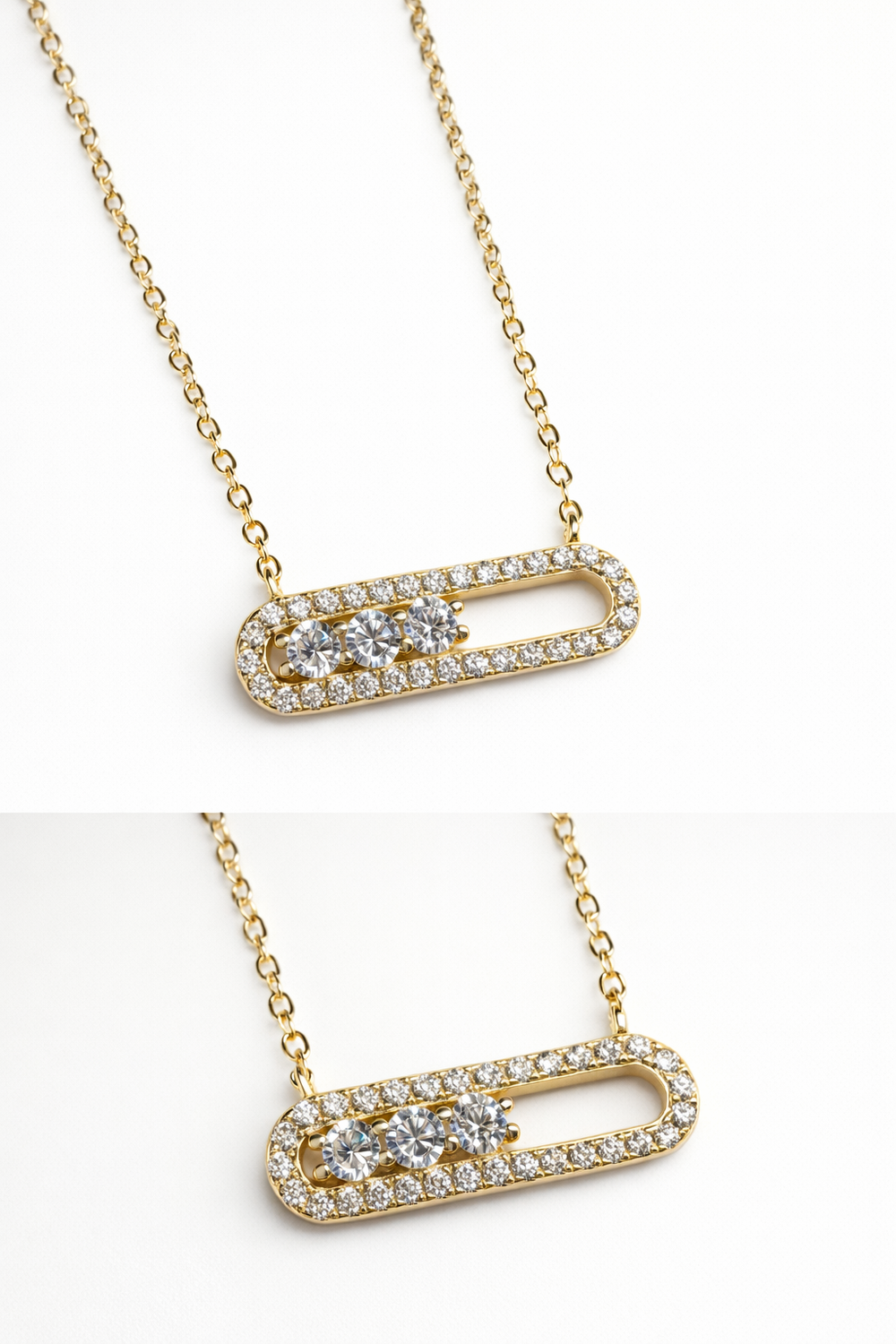Trinity Glow Bar Necklace on a neutral background